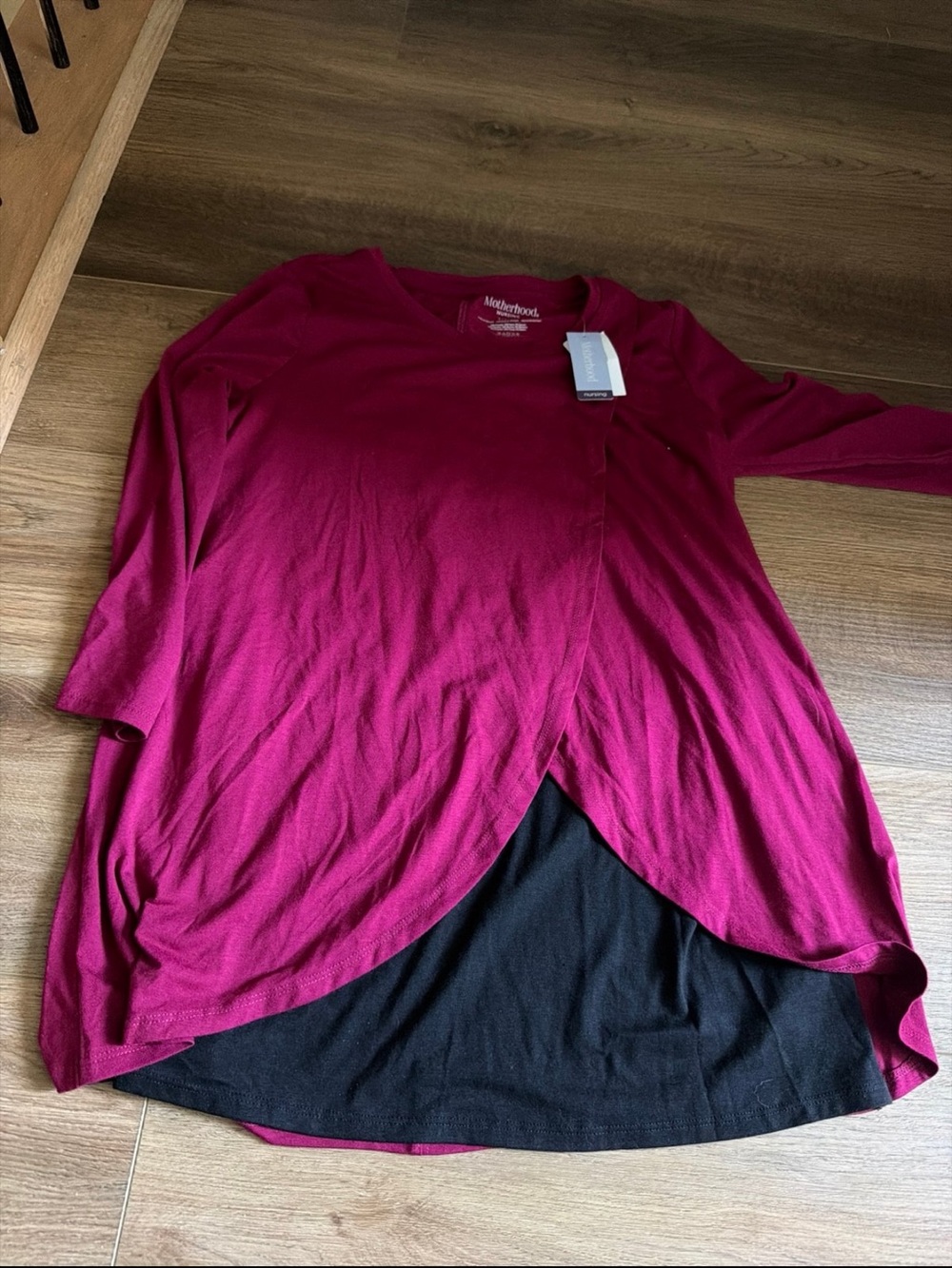 Motherhood Maternity Fuchsia Overlap Nursing Tunic